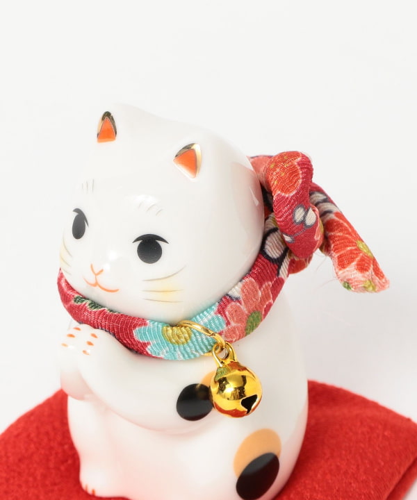 中外陶園 / 薬師窯 彩絵ふく福 おねがい猫 小