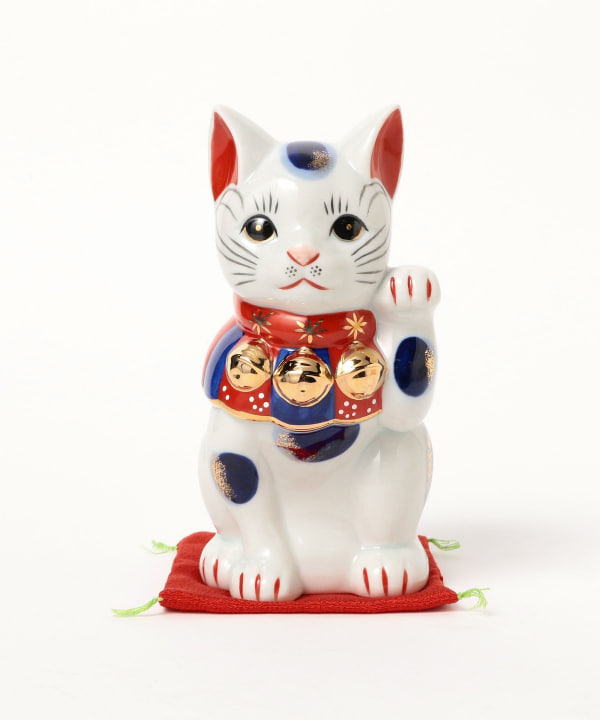 中外陶園 / 薬師窯 染錦 招き猫 7号
