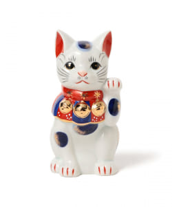 中外陶園 / 薬師窯 染錦 招き猫 7号