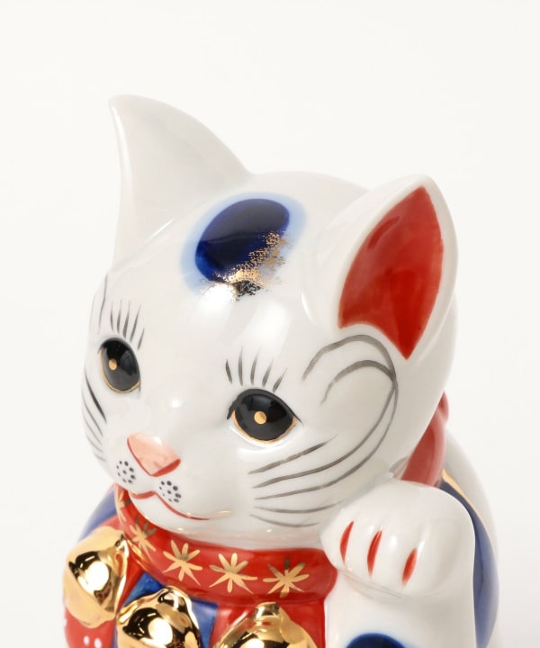 中外陶園 / 薬師窯 染錦 招き猫 8号