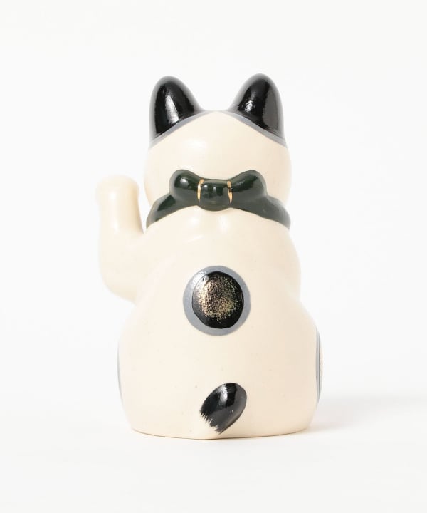 中外陶園 / 薬師窯 菊花 招き猫 左手 大