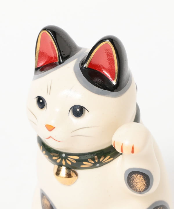 中外陶園 / 薬師窯 菊花 招き猫 左手 大