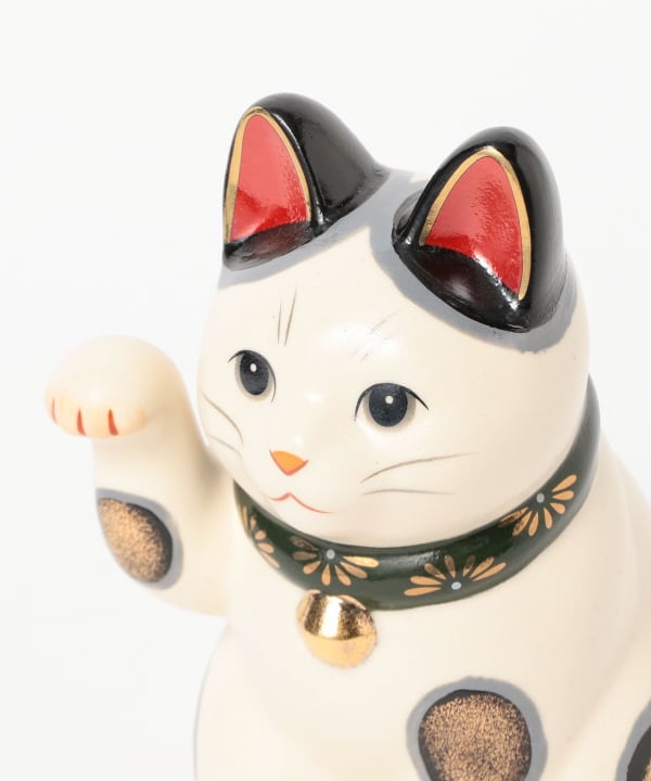 中外陶園 / 薬師窯 菊花 招き猫 右手 大