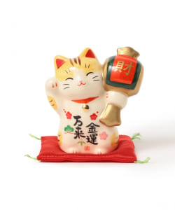 中外陶園 / 薬師窯 金運万来 招き猫 槌持ち