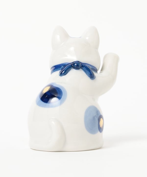 中外陶園 / 薬師窯 染錦唐草 招き猫 中
