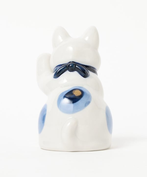 中外陶園 / 薬師窯 染錦唐草 招き猫 中