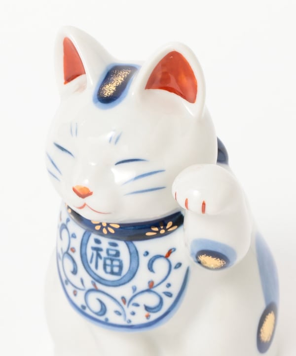 中外陶園 / 薬師窯 染錦唐草 招き猫 中