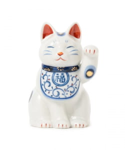 中外陶園 / 薬師窯 染錦唐草 招き猫 中