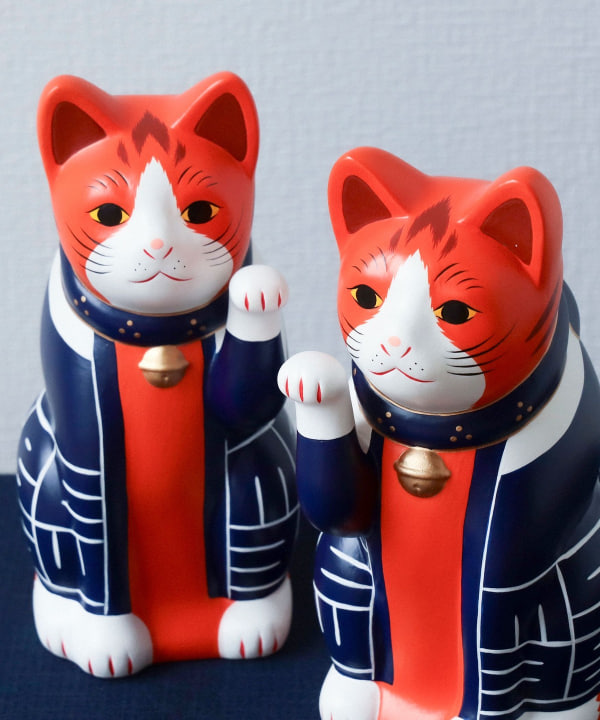 【別注】中外陶園 / お祭り 招き猫 左手 5号 ※商品の色味は白背景商品単体で撮影した画像をご参照ください。