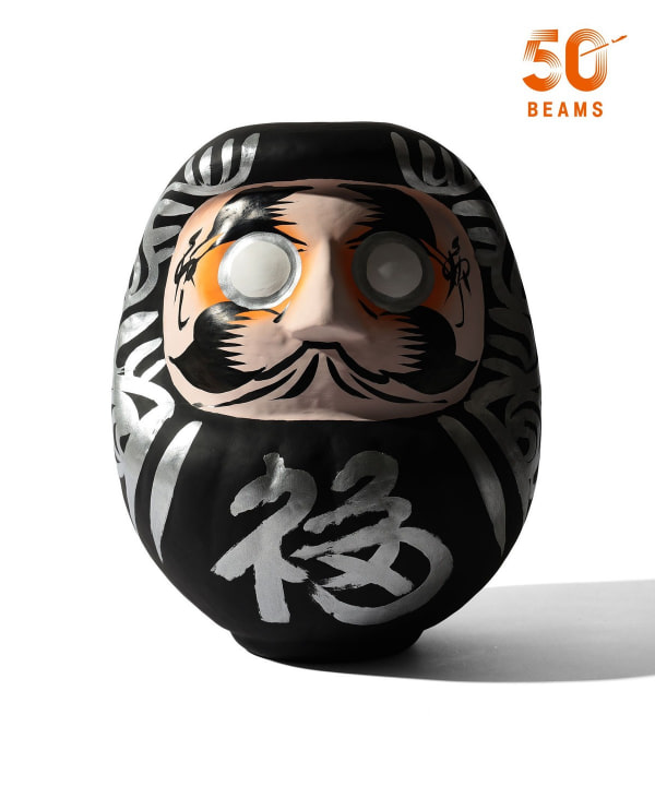 【別注】白河だるま総本舗 / 美異夢素日本 髭文字 だるま 墨黒 35cm ※商品の色味は白背景商品単体で撮影した画像をご参照ください。