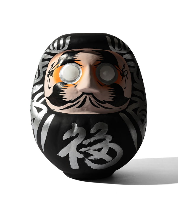 【別注】白河だるま総本舗 / 美異夢素日本 髭文字 だるま 墨黒 35cm