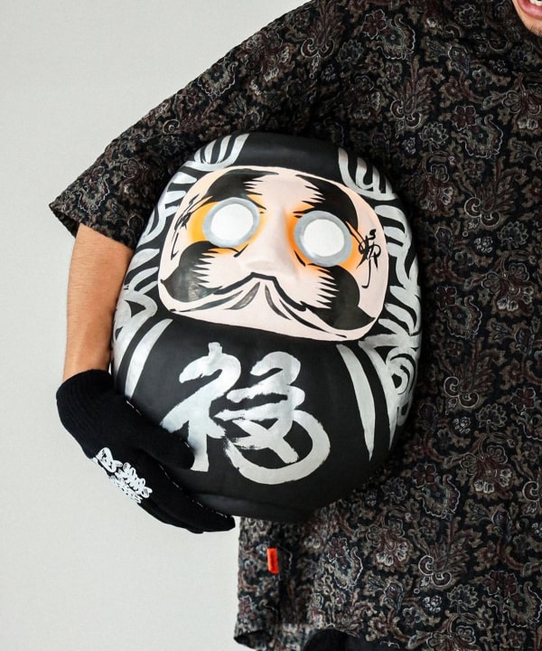 【別注】白河だるま総本舗 / 美異夢素日本 髭文字 だるま 墨黒 35cm