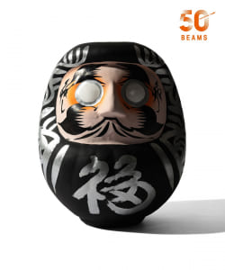 【別注】白河だるま総本舗 / 美異夢素日本 髭文字 だるま 墨黒 35cm