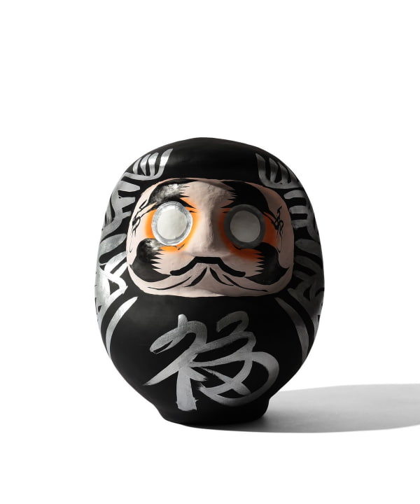【別注】白河だるま総本舗 / 美異夢素日本 髭文字 だるま 墨黒 25cm