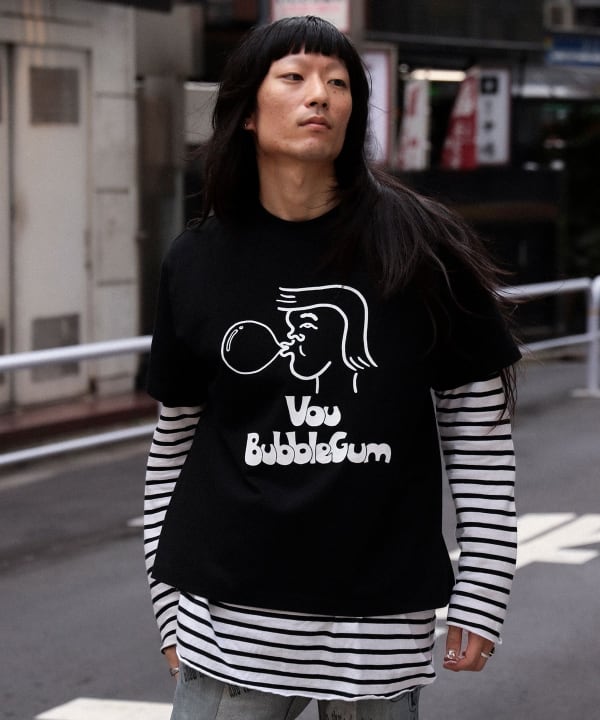 VOU / BUBBLE GUM T-Shirt STAFF Model：183cm Size：L