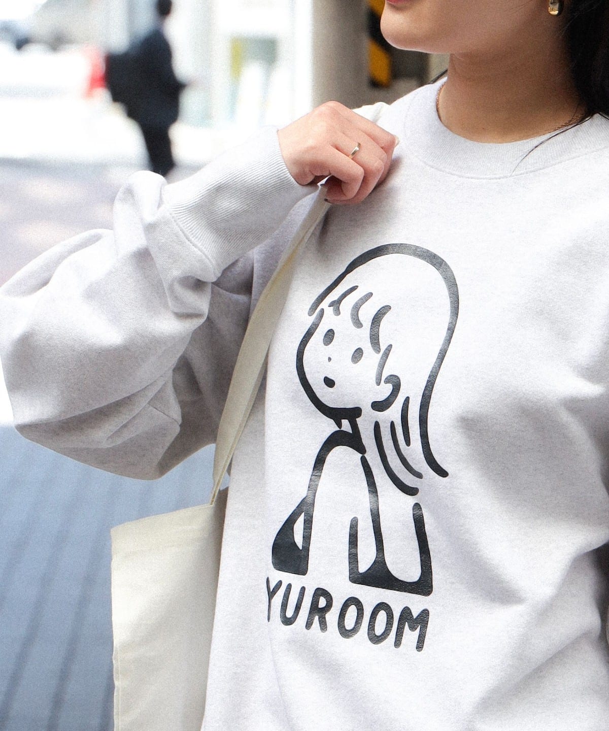 白根ゆたんぽ シラネユタンポ / yuroom crew sweat shirt トップス WOMEN LT. GREY M 白根ゆたんぽ シラネユタンポ / yuroom crew sweat shirt トップス WOMEN LT. GREY M