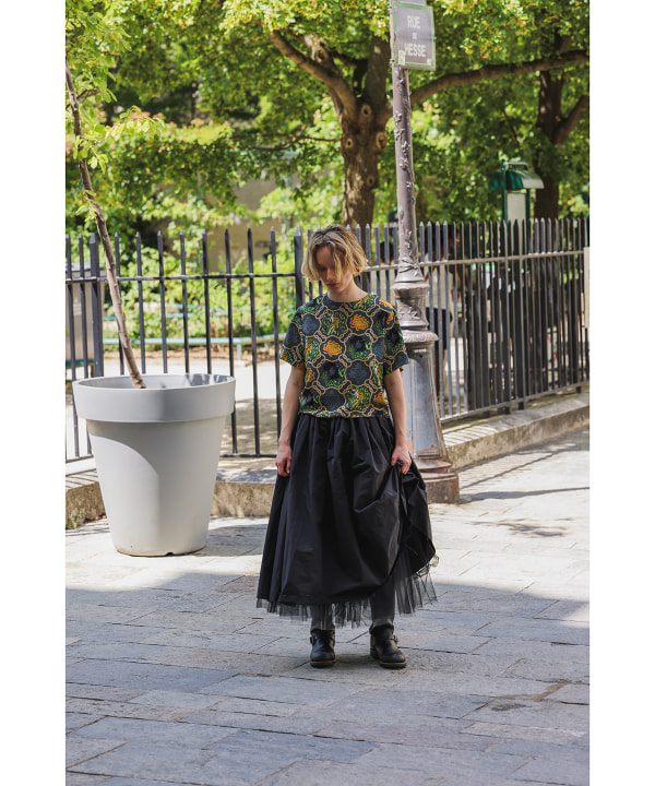 Chirimen Silk Print T-shirt Model：H165 Size ONE SIZE