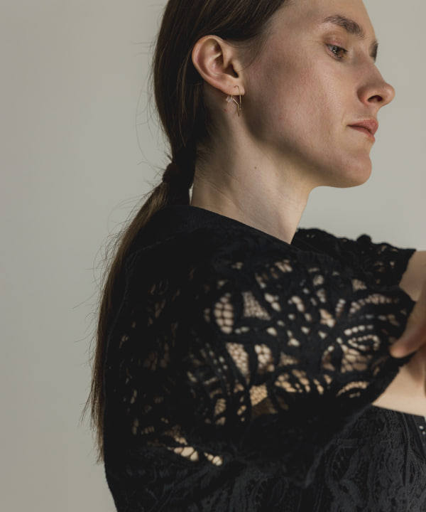 Cotton-Linen Corded Lace Shirt Model:H177 Size:M