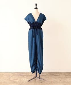 CATHRI Navy Rose Linen Jumpsuit