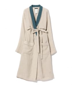 CATHRI綠色淺藍色亞麻長袍