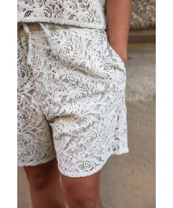 Cotton-Linen Corded Lace Shorts
