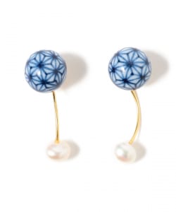 HIZEN jewelry 有田焼 Dangling Motif & Pearl Earrings