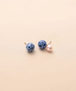 HIHIZEN jewelry 有田焼 麻の葉文様 Combination Pearl Earrings