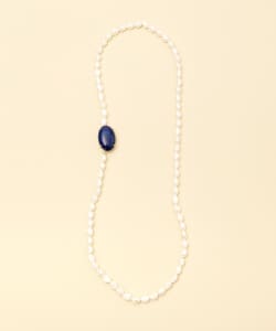 HIZEN jewelry Arita ware Motif and Pearl Long Necklace