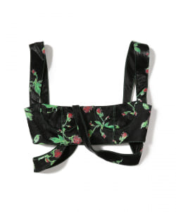 ○YUHAN WANG / rose faux leather bustier
