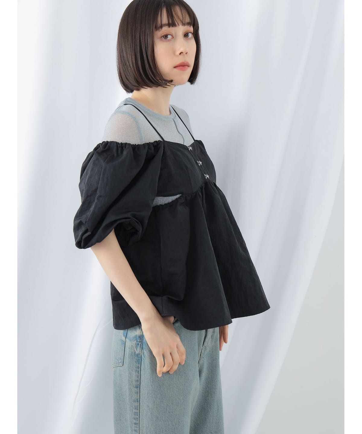 Ray BEAMS レイビームス 2Wayパフスリーブブラウス 新品未使用 【公式 