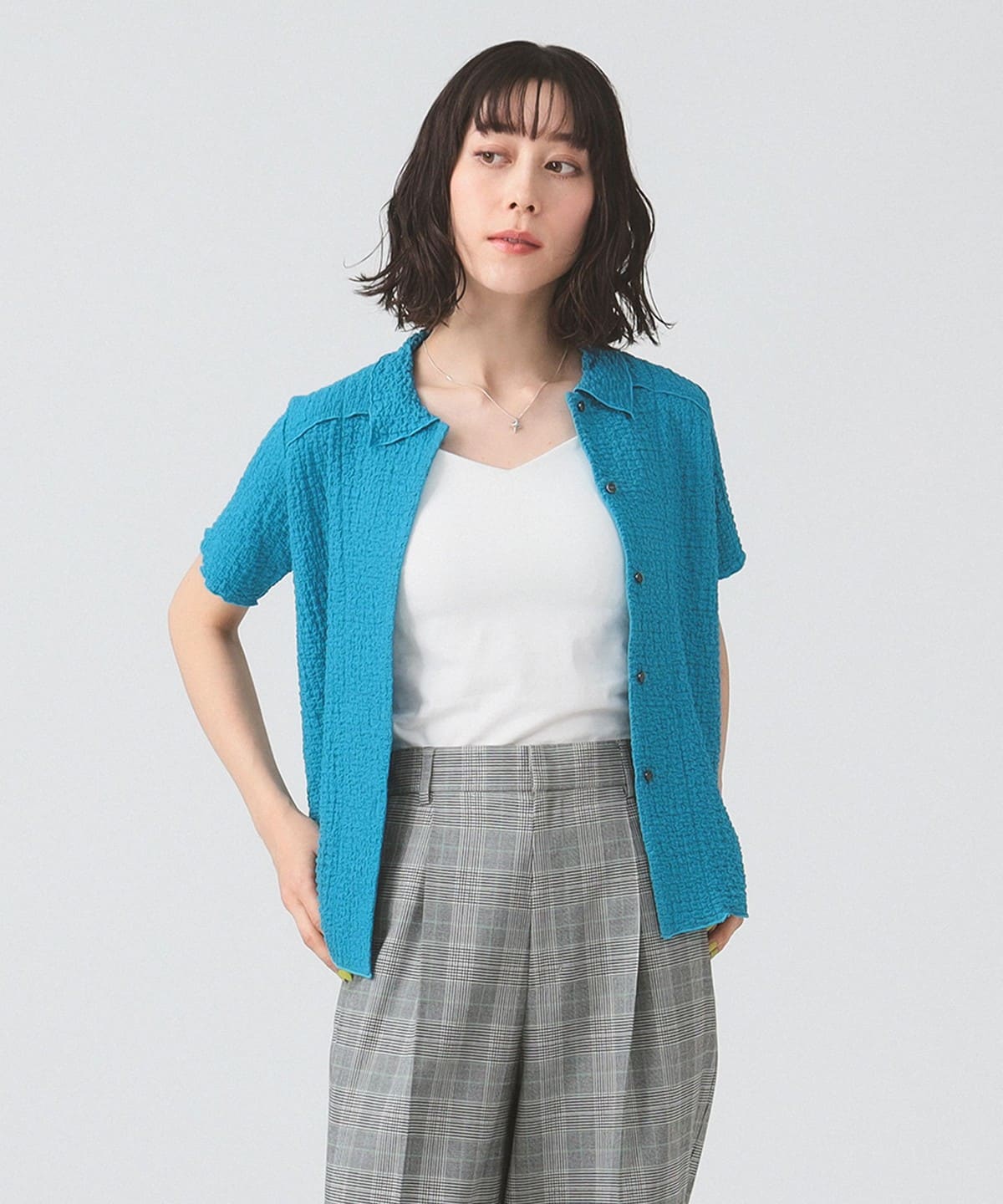 シャーリング メロー シャツ シャツ・ブラウス WOMEN BLUE ONE SIZE シャーリング メロー シャツ シャツ・ブラウス WOMEN BLUE ONE SIZE