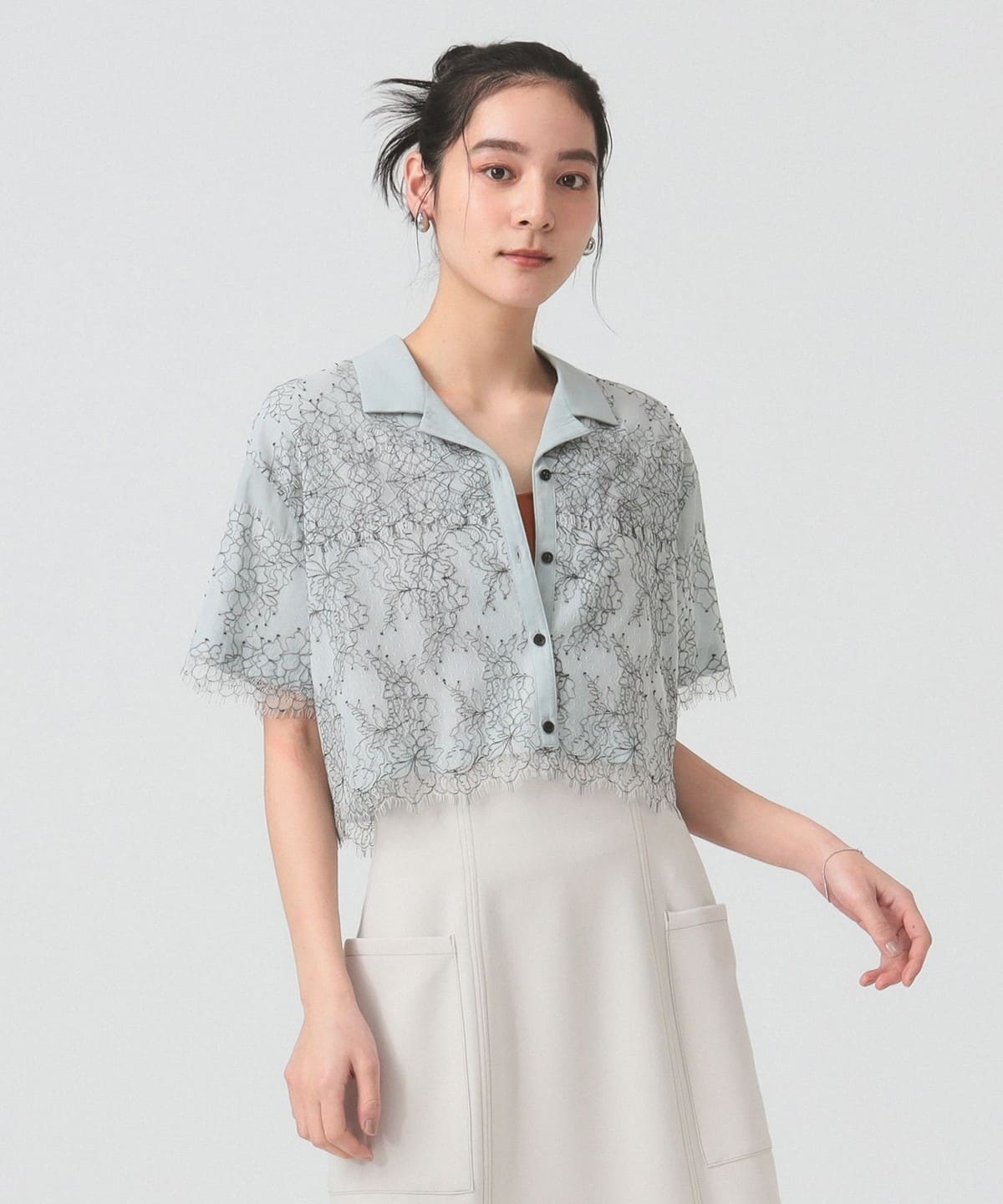 コードレース レイヤー シャツ シャツ・ブラウス WOMEN BLUE ONE SIZE コードレース レイヤー シャツ シャツ・ブラウス WOMEN BLUE ONE SIZE