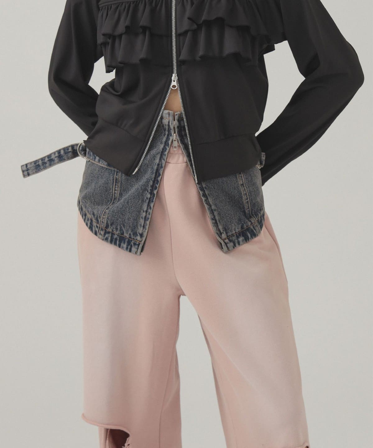 デニム ジップ ビスチェ トップス WOMEN BLUE 1 デニム ジップ ビスチェ トップス WOMEN BLUE 1