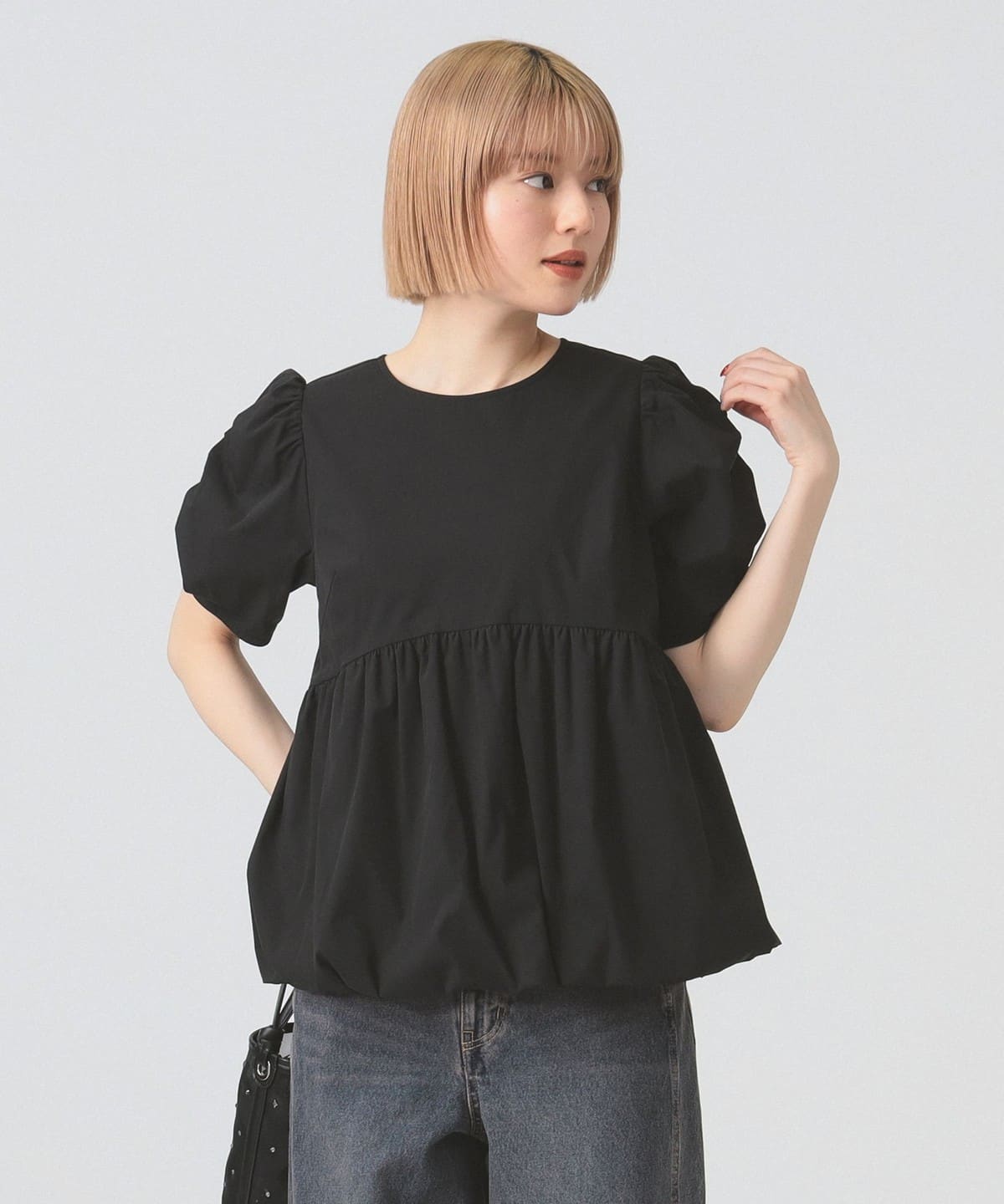 ギャザースリーブ バルーン ブラウス シャツ・ブラウス WOMEN BLACK ONE SIZE ギャザースリーブ バルーン ブラウス シャツ・ブラウス WOMEN BLACK ONE SIZE