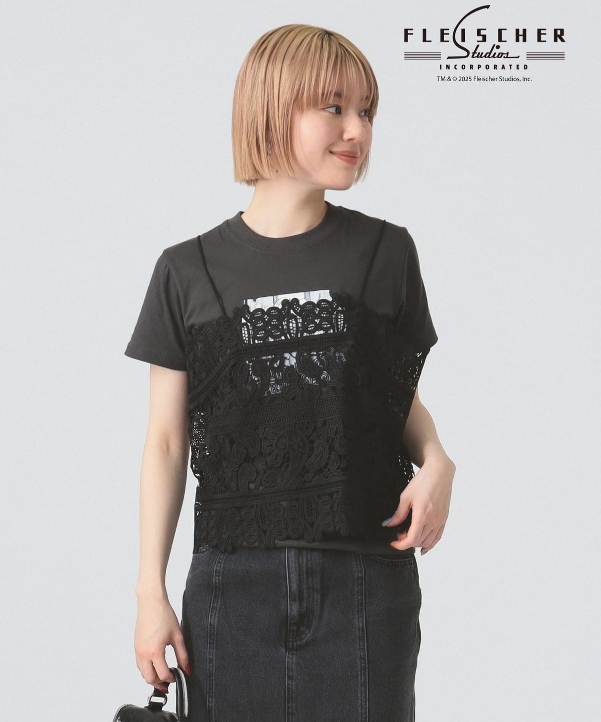 レース スクエア キャミソール Tシャツ・カットソー WOMEN BLACK ONE SIZE レース スクエア キャミソール Tシャツ・カットソー WOMEN BLACK ONE SIZE