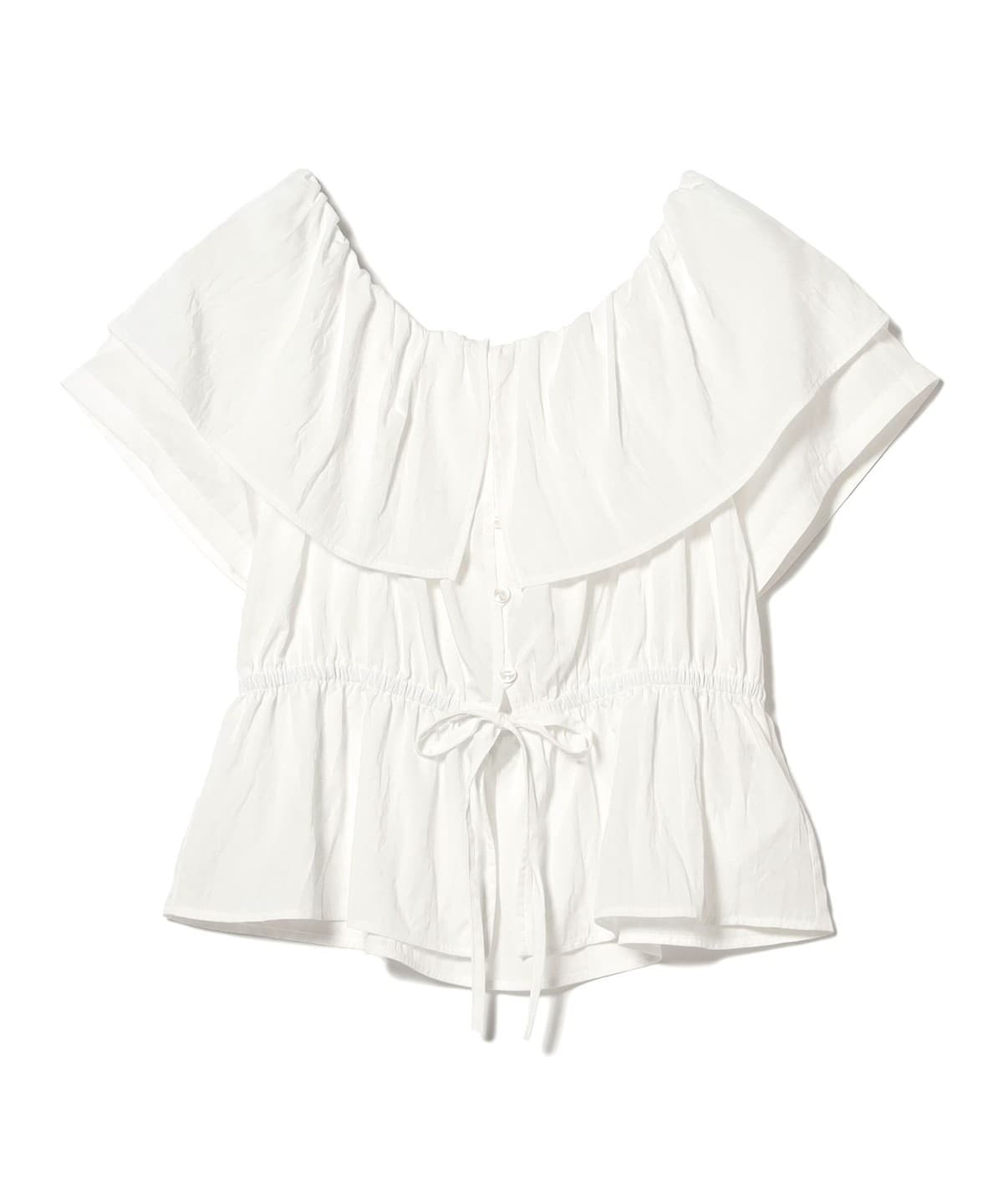 ラッフルカラー オフショルダー ブラウス シャツ・ブラウス WOMEN WHITE ONE SIZE ラッフルカラー オフショルダー ブラウス シャツ・ブラウス WOMEN WHITE ONE SIZE