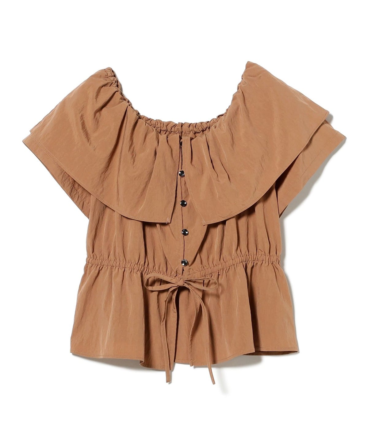 ラッフルカラー オフショルダー ブラウス シャツ・ブラウス WOMEN BROWN ONE SIZE ラッフルカラー オフショルダー ブラウス シャツ・ブラウス WOMEN BROWN ONE SIZE