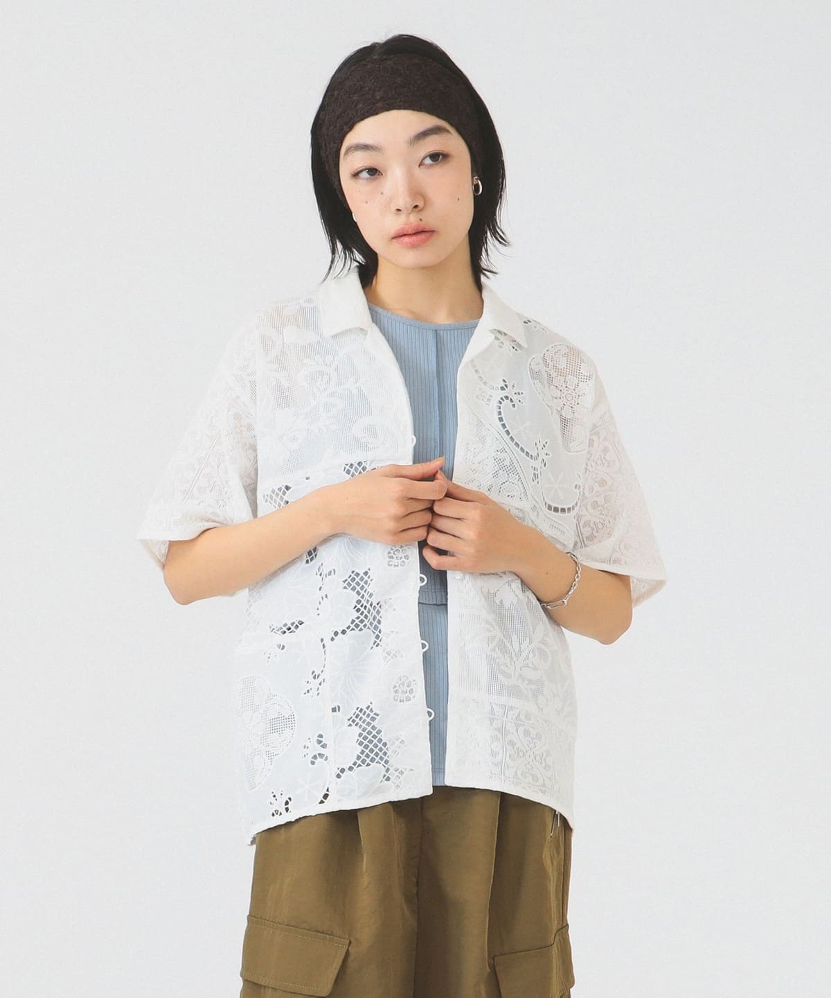 ★新品同様★BEAMS BOY スーベニア レースシャツ　半袖　白 BEAMS BOY（ビームスボーイ）の「BEAMS BOY / ナンバー レース シャツ