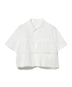 シアー ティアード ハーフスリーブ シャツ