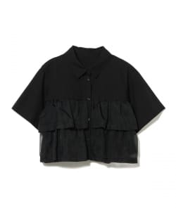 シアー ティアード ハーフスリーブ シャツ