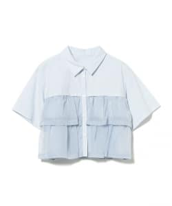 シアー ティアード ハーフスリーブ シャツ