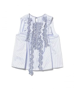RhodolirioN / Sleeveless Frill Shirt - Stripe