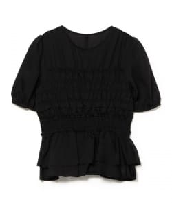 シアー シャーリング パフスリーブ ブラウス