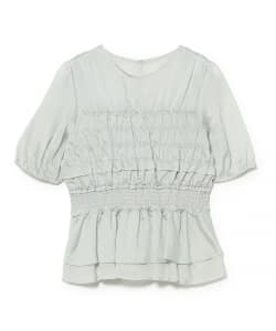 シアー シャーリング パフスリーブ ブラウス