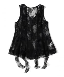 レース ラッフル ロング ジレ