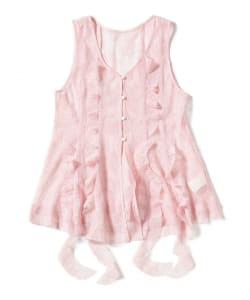 レース ラッフル ロング ジレ