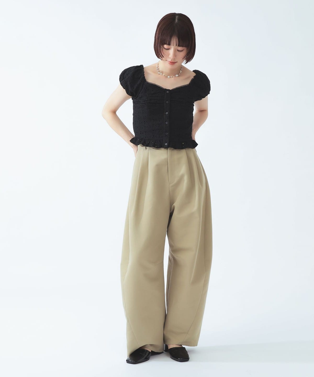 Ray BEAMS レース パフスリーブ ビスチェ Ray BEAMS（レイ ビームス）レース パフスリーブ ビスチェ（シャツ