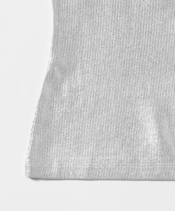 taottao / Ribbed Knit Tank Top with Bows Silver