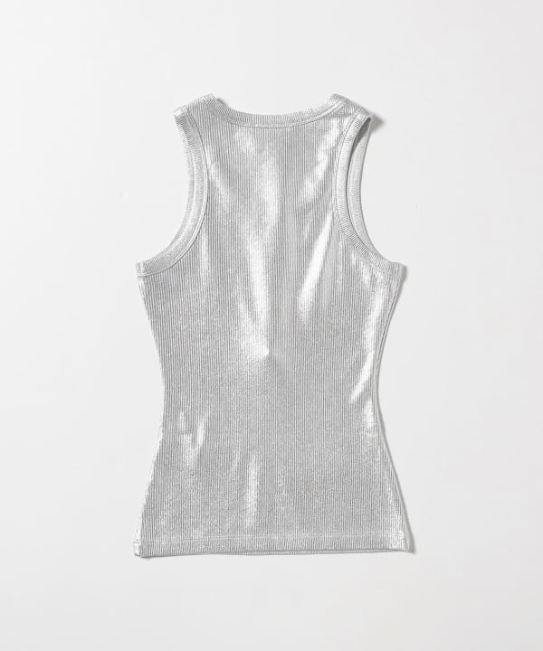 taottao / Ribbed Knit Tank Top with Bows Silver