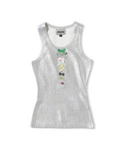 taottao / Ribbed Knit Tank Top with Bows Silver